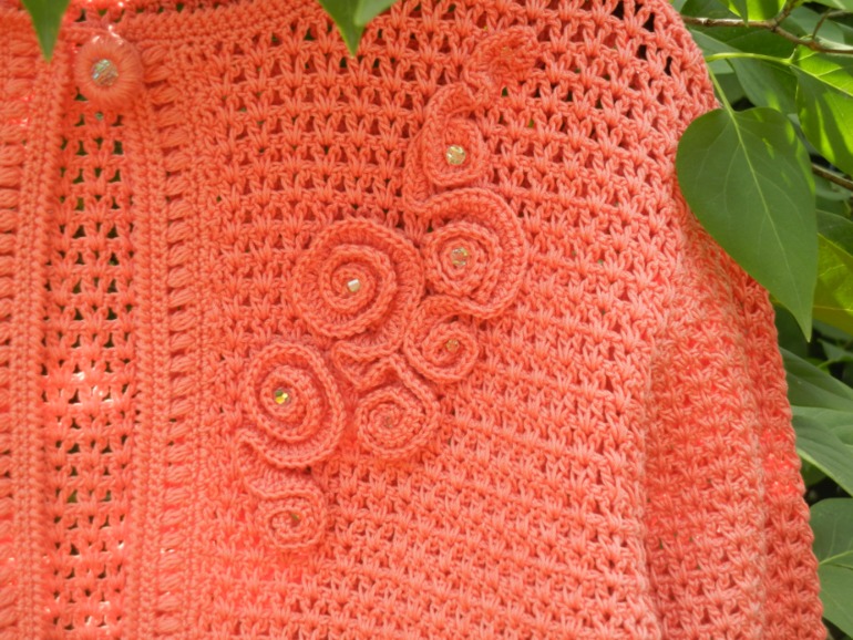 Коралловый жакет крючком Коралловый жакет крючком