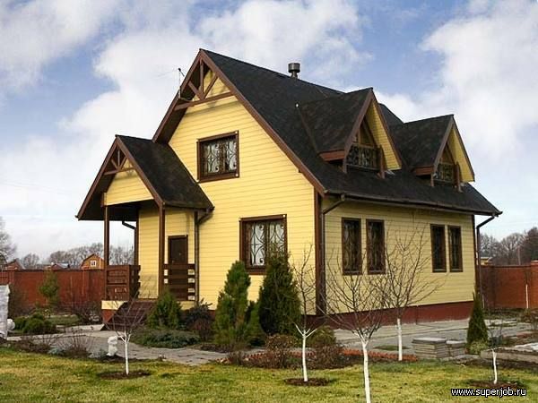 В какой цвет покрасить фасад дома с коричневой крышей фото В какой цвет покрасить фасад дома с коричневой крышей фото