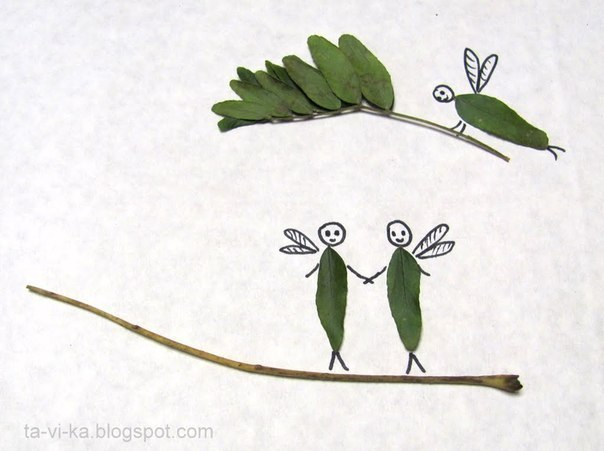 Сегодня увидела милые простые поделки из осенних листочков