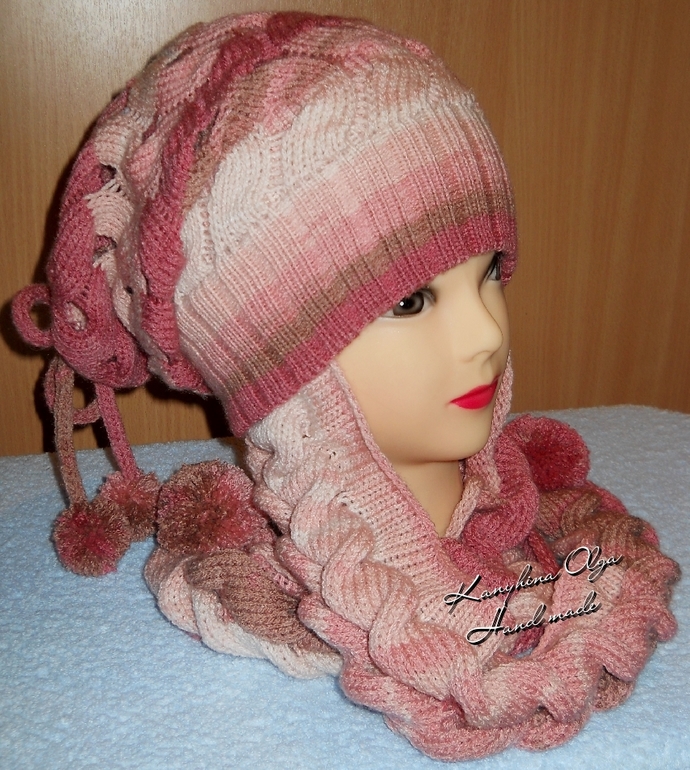 Шапка "Волна с косами"