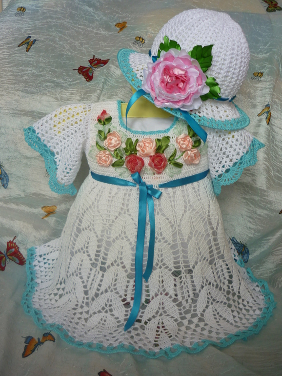 Конкурс.Платье и шляпка для маленькой принцессы(на 9-12мес)