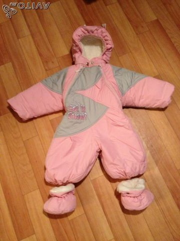 Зимний комбинезон для девочки.62-68 мс (2-6 мес)