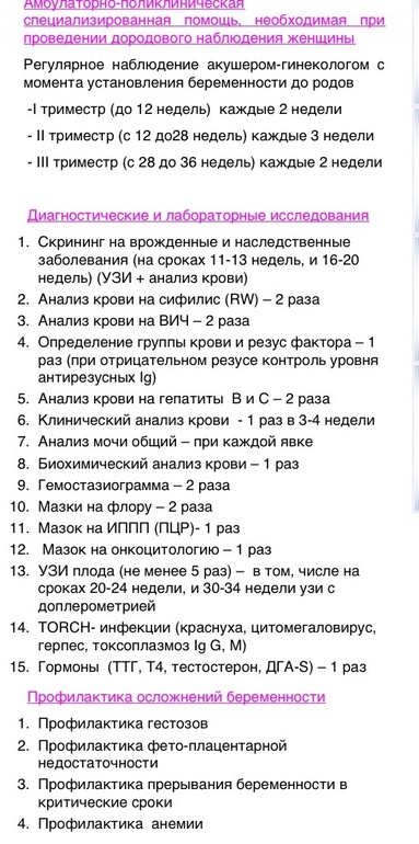 План ведения беременности в женской консультации