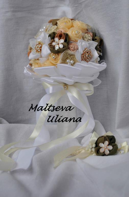 букет невесты из брошей "Капучино"