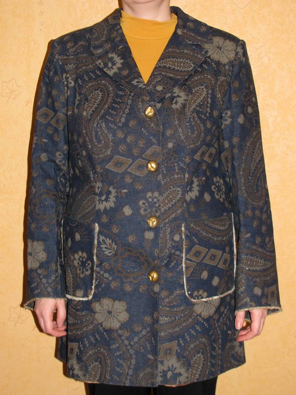 Дизайнерский пиджак-тренч из джинсы