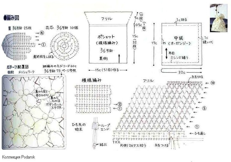 Сумочка мешочек крючком схема и описание