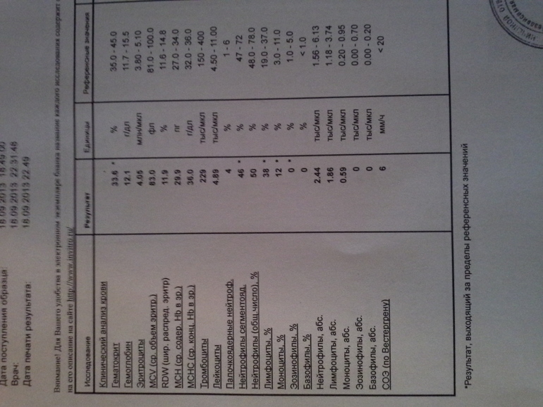 Анализ крови-бить тревогу или вариант нормы?