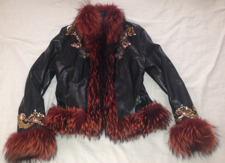 Куртка Elibol кожа, чернобурка, эксклюзивная вышивка 44-46, в С-Пб+ почта