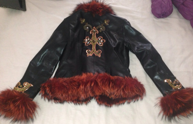 Куртка Elibol кожа, чернобурка, эксклюзивная вышивка 44-46, в С-Пб+ почта