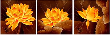 Триптих цветы на темном фоне