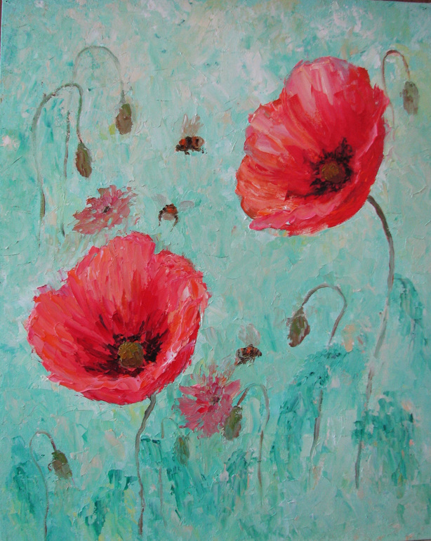 Мохнатый шмель на душистом маке..