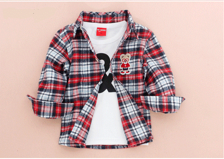 Рубашки в клетку с мишкой