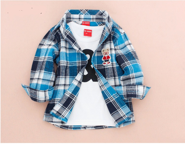 Рубашки в клетку с мишкой