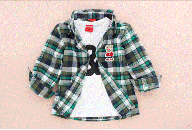 Рубашки в клетку с мишкой