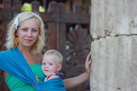 Слинг шарф Дидимос волны аква 4 хлопок