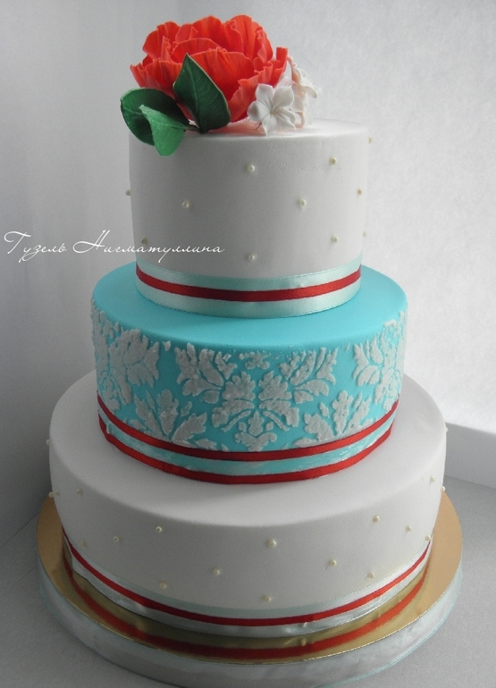 Торт свадебный в красно-бело-голубых тонах)