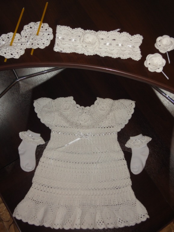 Крестильный комплект для девочки из 5 предметов