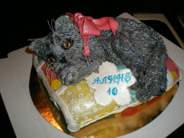 Кошечка на подушке