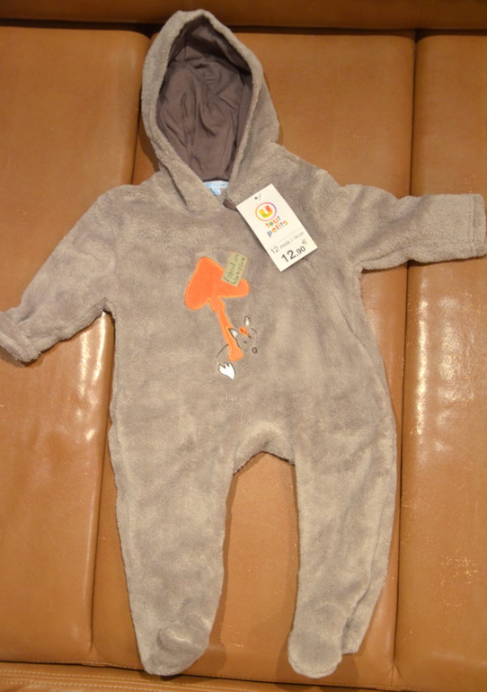 Комбинезон велюровый с капюшоном (Франция), 68 см. 500 р
