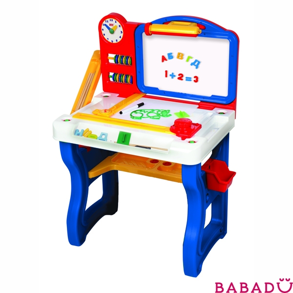 Детский учебный столик с доской для рисования