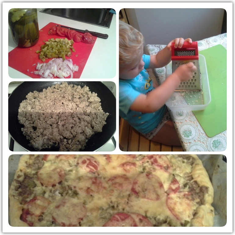 Пицца с фаршем (тесто в хлебопечке)