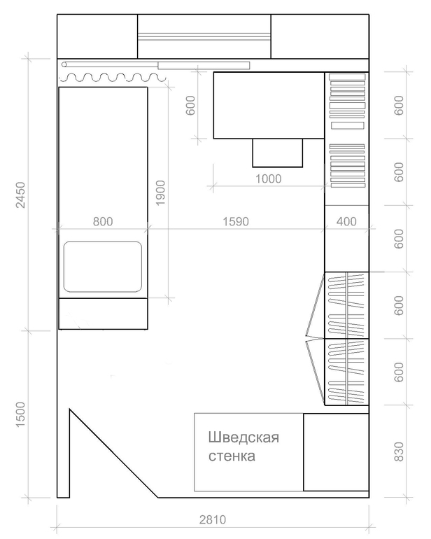 Комната для мальчика 3950х2810.